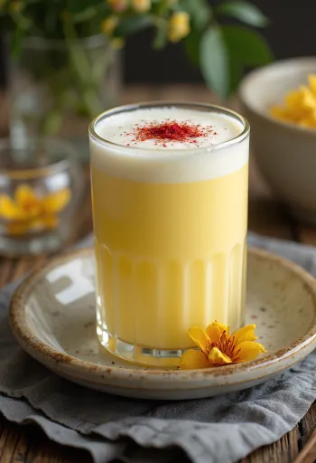 לאסי זעפרן בכוס, מקושט בקוביות קרח