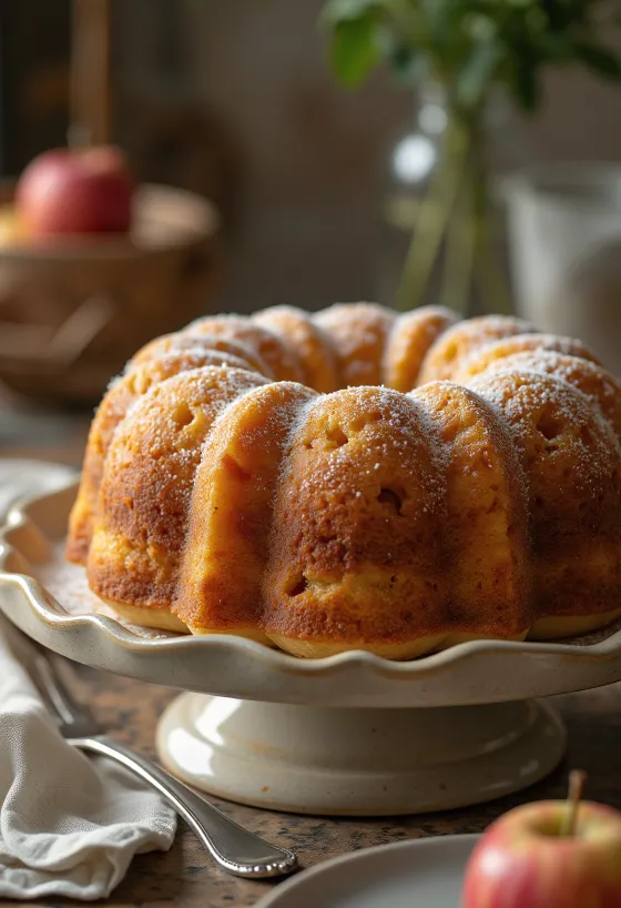 עוגת קוגלהוף תפוחים ודבש מבריקה מזיגוג
