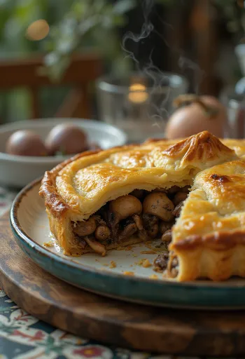 פאי יונים מוגש עם מעטה זהוב