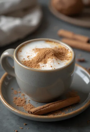 חלב קינמון מוגש בכוס