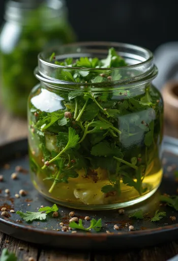 כוסברה כבושה מתובלת מוגשת