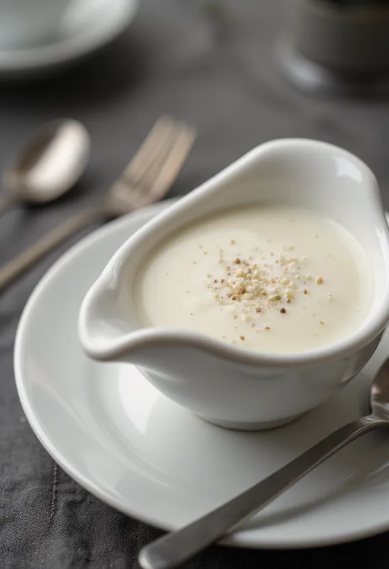 רוטב שמנת ורוזמרין מוגש