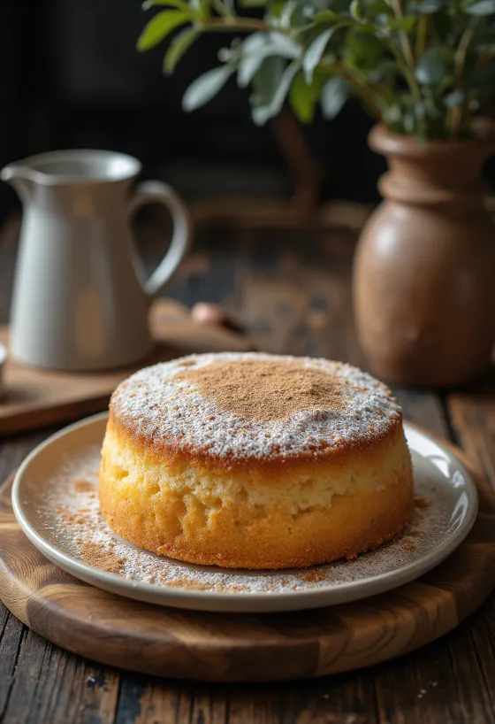 עוגת ספוג קינמון חתוכה לפרוסות מוגשת