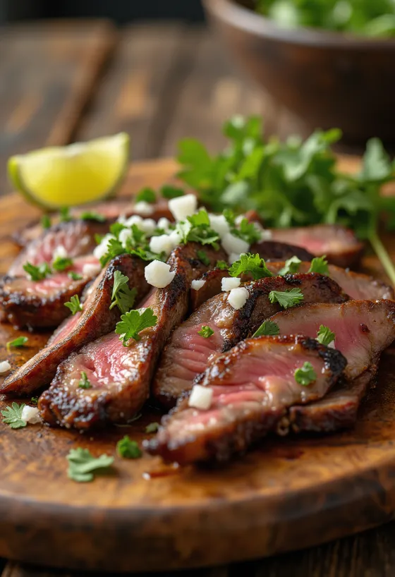 קרנה אסאדה מוגשת עם טורטייה וסלט