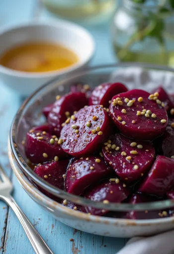 סלט סלק מוגש עם ירקות טריים ורוטב בלסמי