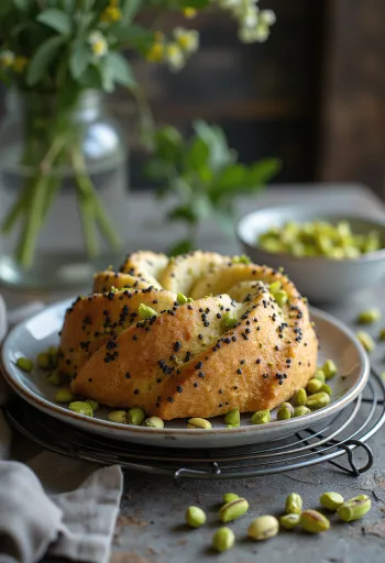 עוגת פרג נקודה בפיסטוק ירוק