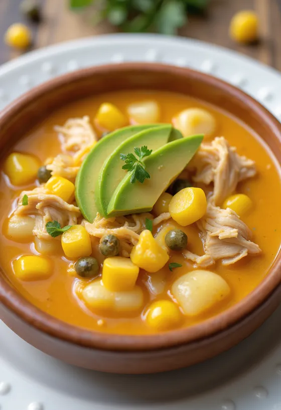 מרק אחיאקו עם עוף מוגש