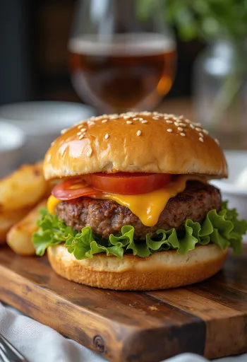 המבורגר צ'וריסו עם גבינה וירקות