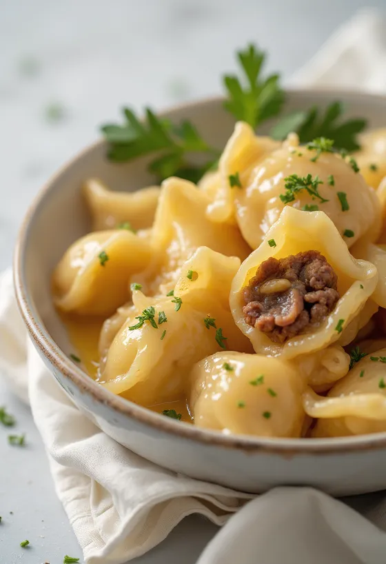 פלמני רוסי מוגש עם שמנת חמוצה