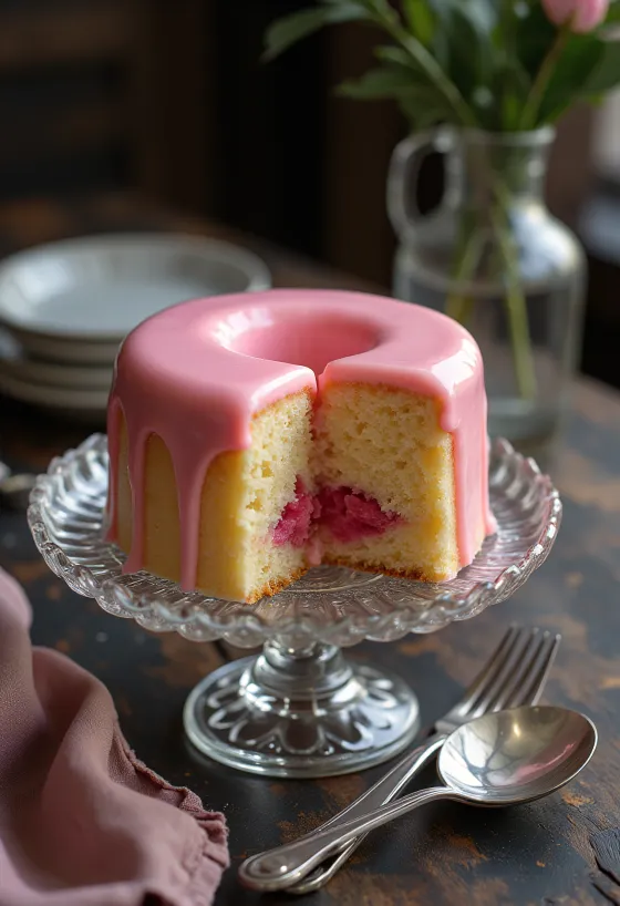 עוגת פונץ' ורודה ומבריקה