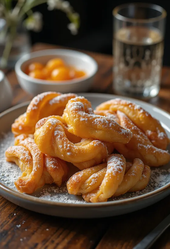 סופגניות משל זרויות אבקת סוכר, מוגשות עם ריבה