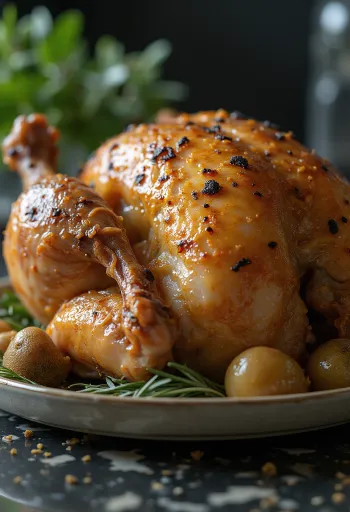 קפון צלוי עם חמאת כמהין מוגש עם ירקות צלויים