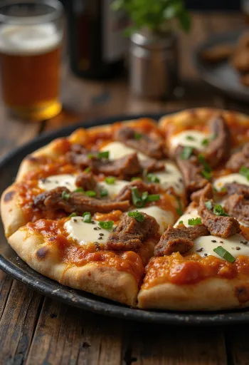 פיצה בולגוגי קוריאנית עם בקר ורוטב גוצ'וג'אנג