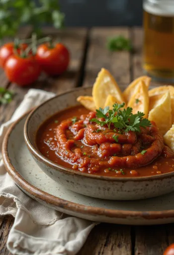 רוטב עגבניות ובירה עם רוזמרין מוגש