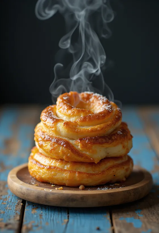 קיורטוש אפוי זהוב, זרוי בסוכר קינמון