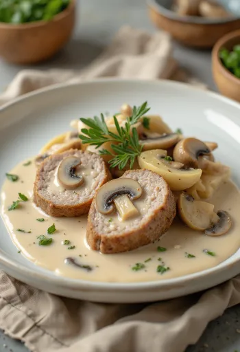 פילה חזיר ברוטב שמנת ופטריות עשיר