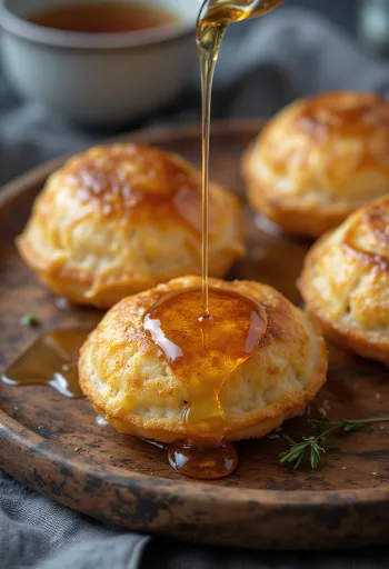 אבלסקיבר מומתק בדבש, סופגניות טריות ורכות מוגשות