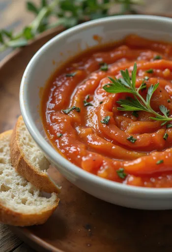 רוטב עגבניות עם טרגון וקינמון מוגש