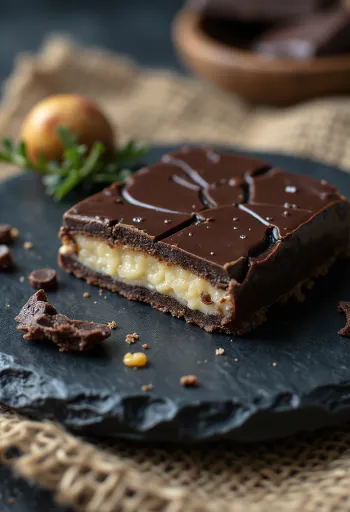 חטיפי גבינה מצופים שוקולד מריר מבריק על נייר אפייה