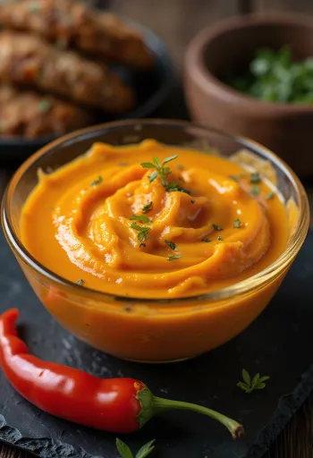 רוטב פפריקה ושמנת מוגש