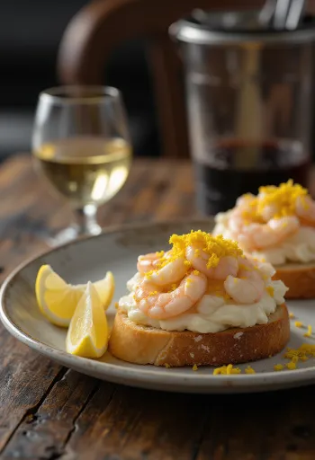 סקאגן-רורה קלאסי, מוגש עם שרימפס, מיונז ושמיר