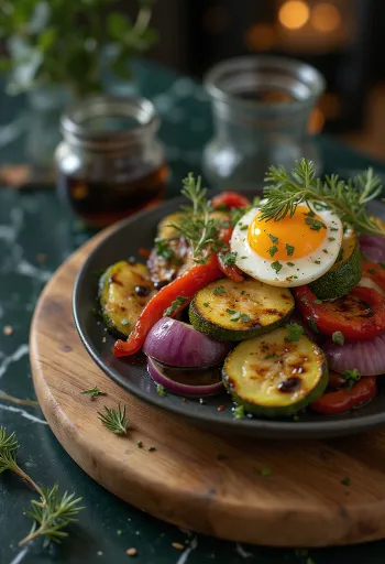 ירקות צלויים מוגשים עם חומץ בלסמי