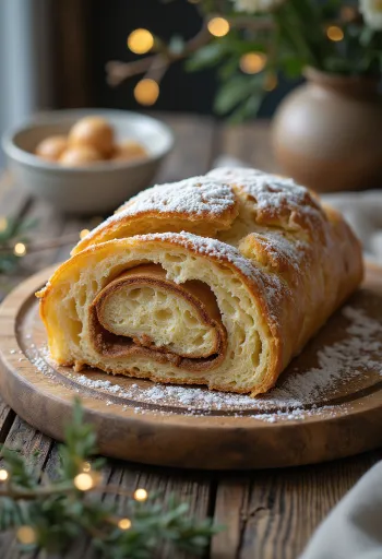 פרוסות שטולן קינמון ומרציפן מוגשות