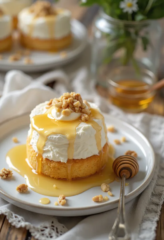 עוגת יוגורט יווני בהגשה אלגנטית