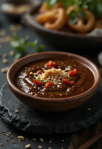 מטבל תמרינדי מוגש עם ירקות טריים