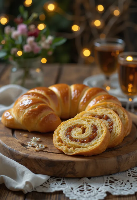 רולדת מרציפן עם קרום זהוב ומילוי עשיר