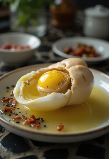 בלוט ברוטב חומץ מוגש, מקושט בכוסברה