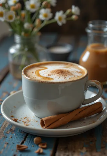 צ׳אי לאטה קרמל מוגש בכוס