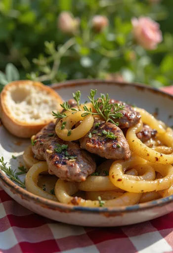 כבדי עוף מוגשים עם בצל מטוגן