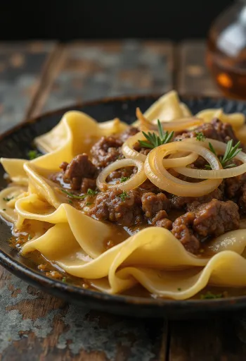 בשברמק עם בצל, מאכל בקר עשיר עם גזר ותפוחי אדמה