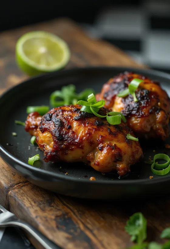 עוף ג'רק מוגש עם ליים וסלט