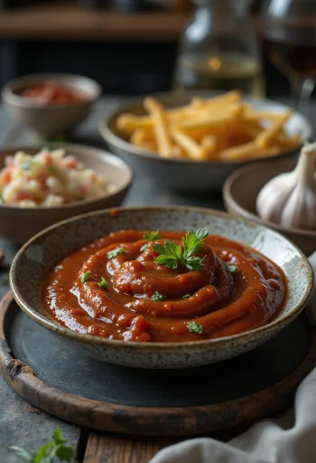 רוטב ברביקיו שום מעושן מוגש