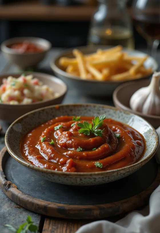 רוטב ברביקיו שום מעושן מוגש