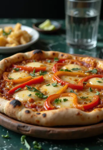 פיצה צ'ילאנית עם גבינה נמסה ופלפלים