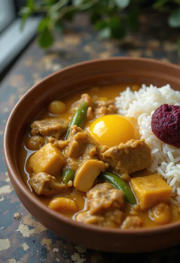 קארי-קארי, תבשיל פיליפיני עם בוטנים ובשר מוגש