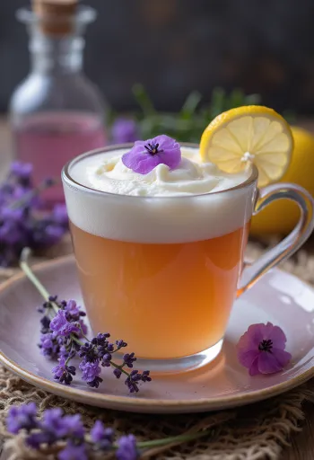 סיידר לבנדר מוגש בכוס