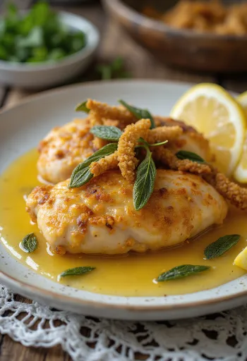 חזה עוף במרווה, עם עור פריך ומוגש עם עשבי תיבול טריים