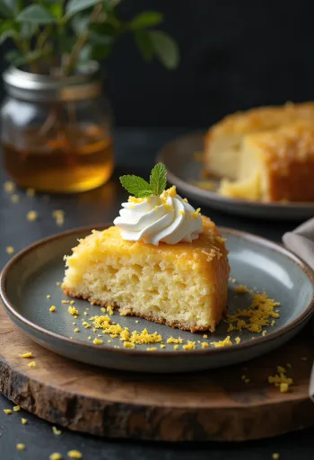 עוגת קמח קוקוס מעוטרת בפירות טריים