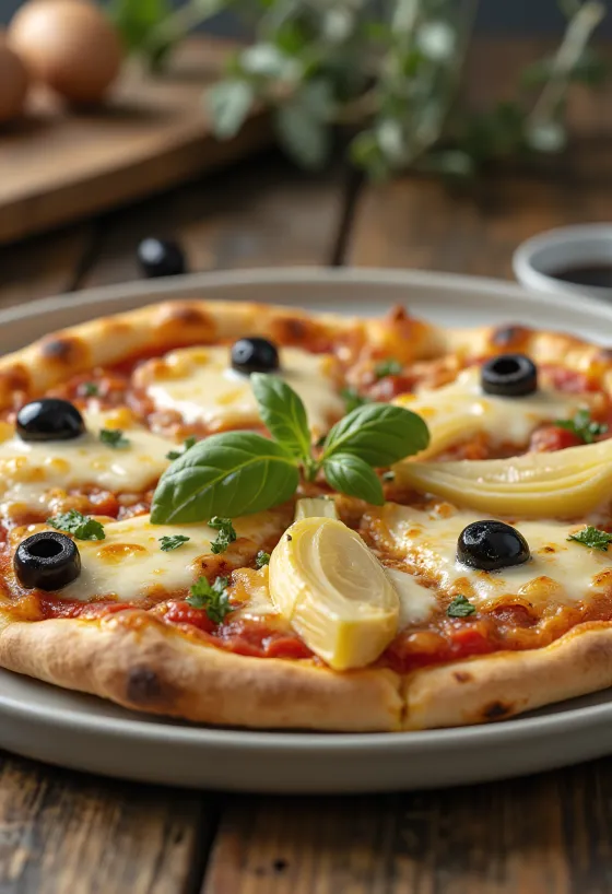 פיצה ai Carciofi e Olive עם ארטישוק וזיתים