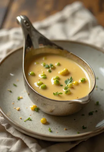 רוטב חמאה וחרדל דיז'ון עם פלפל ירוק מוגש