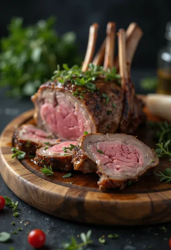 שוק טלה בגריל עם עשבי תיבול טריים מוגש