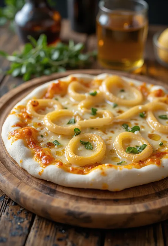 Pizza ai Cipollotti עם בצל ירוק וגבינה