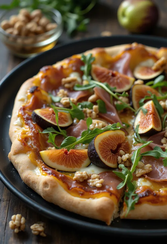 פיצה עם תאנים, פרושוטו ודבש