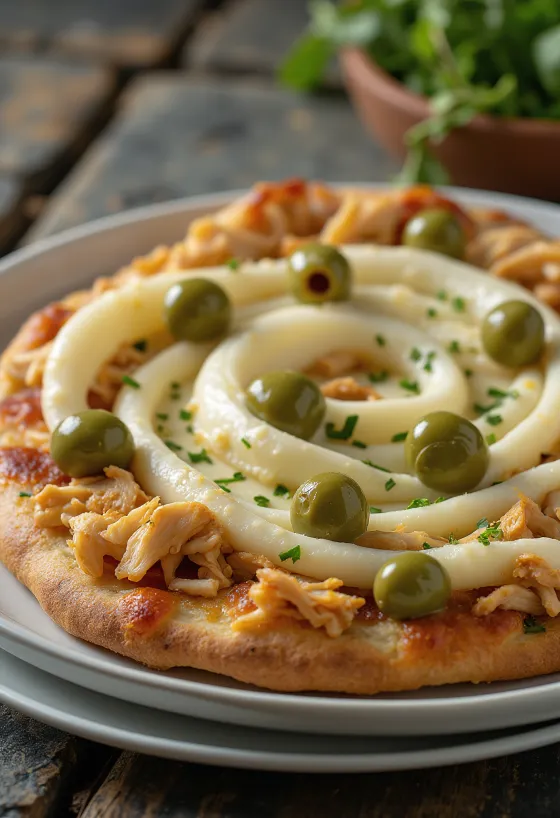 Pizza de Frango com Catupiry עם חזה עוף וגבינת שמנת