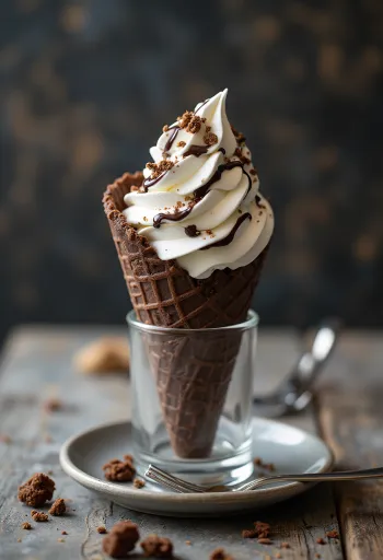 גביע גלידת קורנטו בראוני עם גלידת שוקולד וחתיכות בראוני