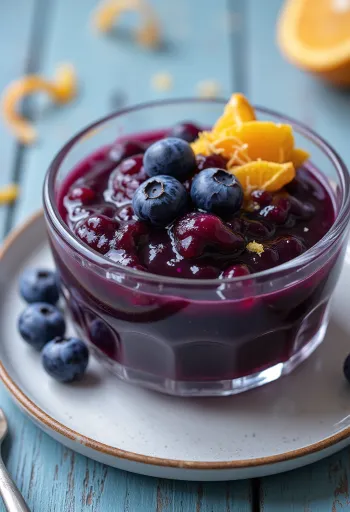 רוטב אוכמניות ותפוזים מוגש